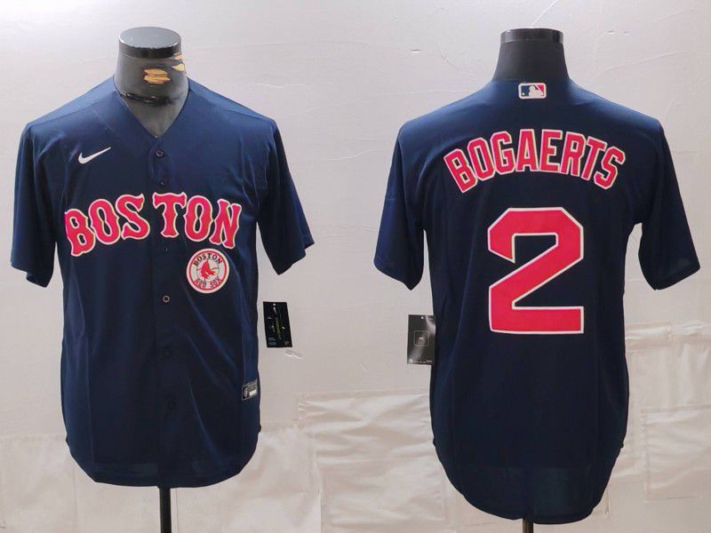 Men Boston Red Sox #2 Bogaerts Blue Game 2024 Nike MLB Jersey style 3